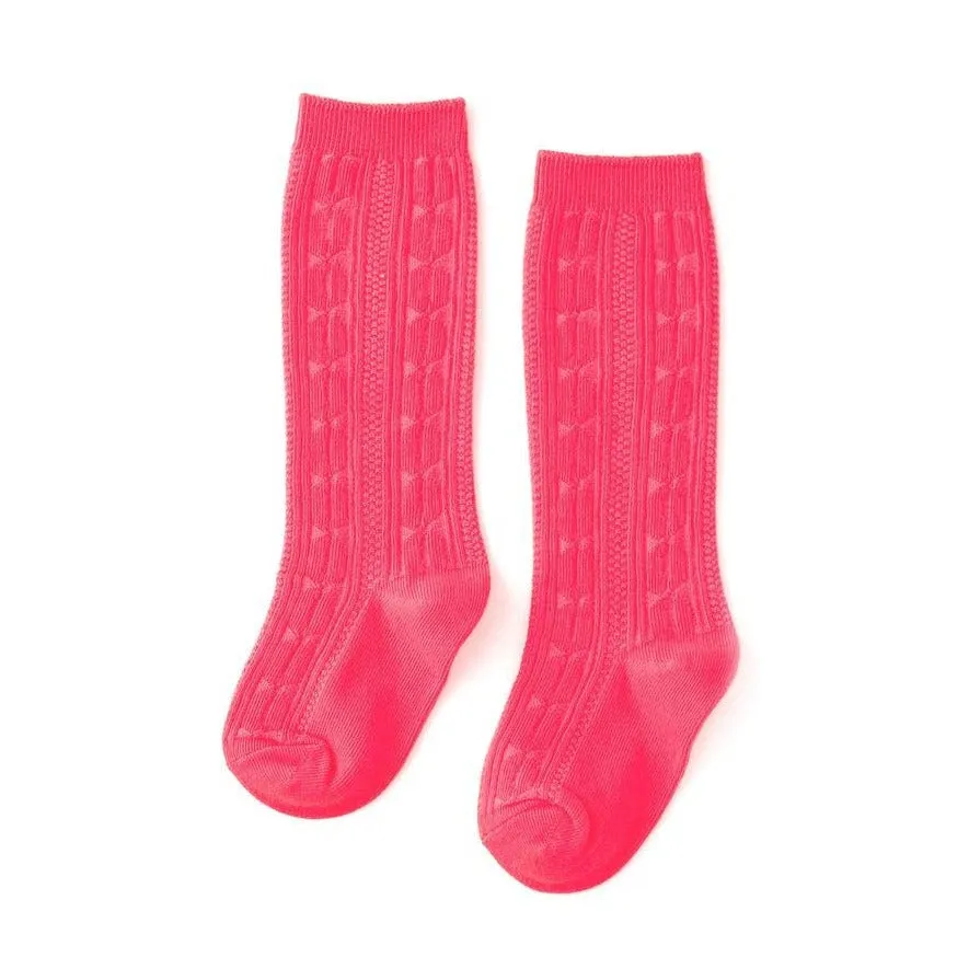 Little Stocking Co Knee High Socks - Punch Pink / Bright Pink