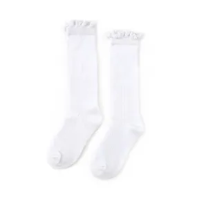 Little Stocking Co Lace Top Fancy Knee High Socks - White