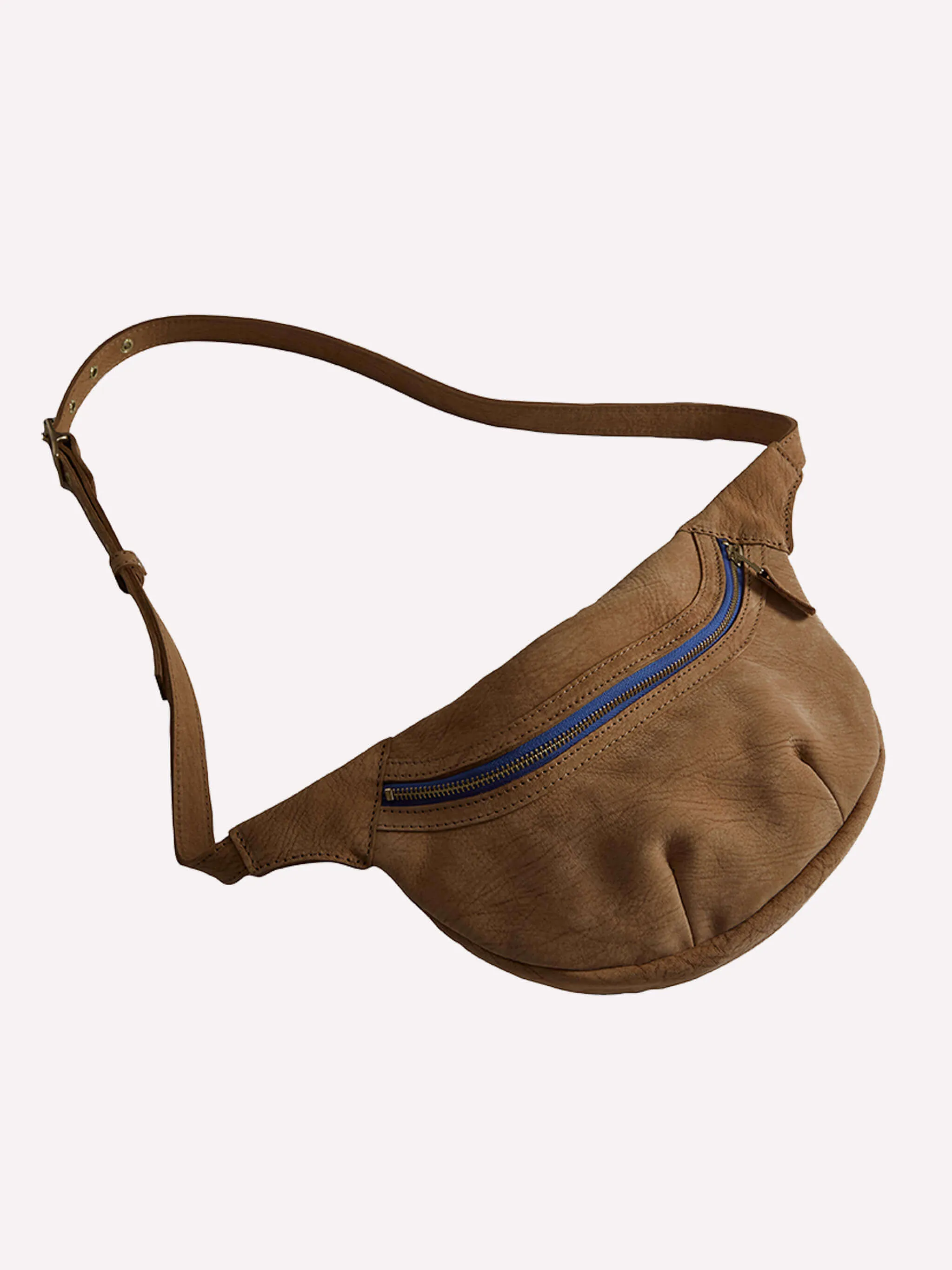 Loe Leather Bum Bag - Cinnamon/Cerulean Blue