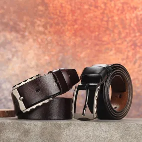 Men's Genuine Leather Luxury Belt with Silver Buckle