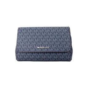 Michael Kors Jet Set Medium Navy Blue PVC Convertible Pouchette Crossbody Bag