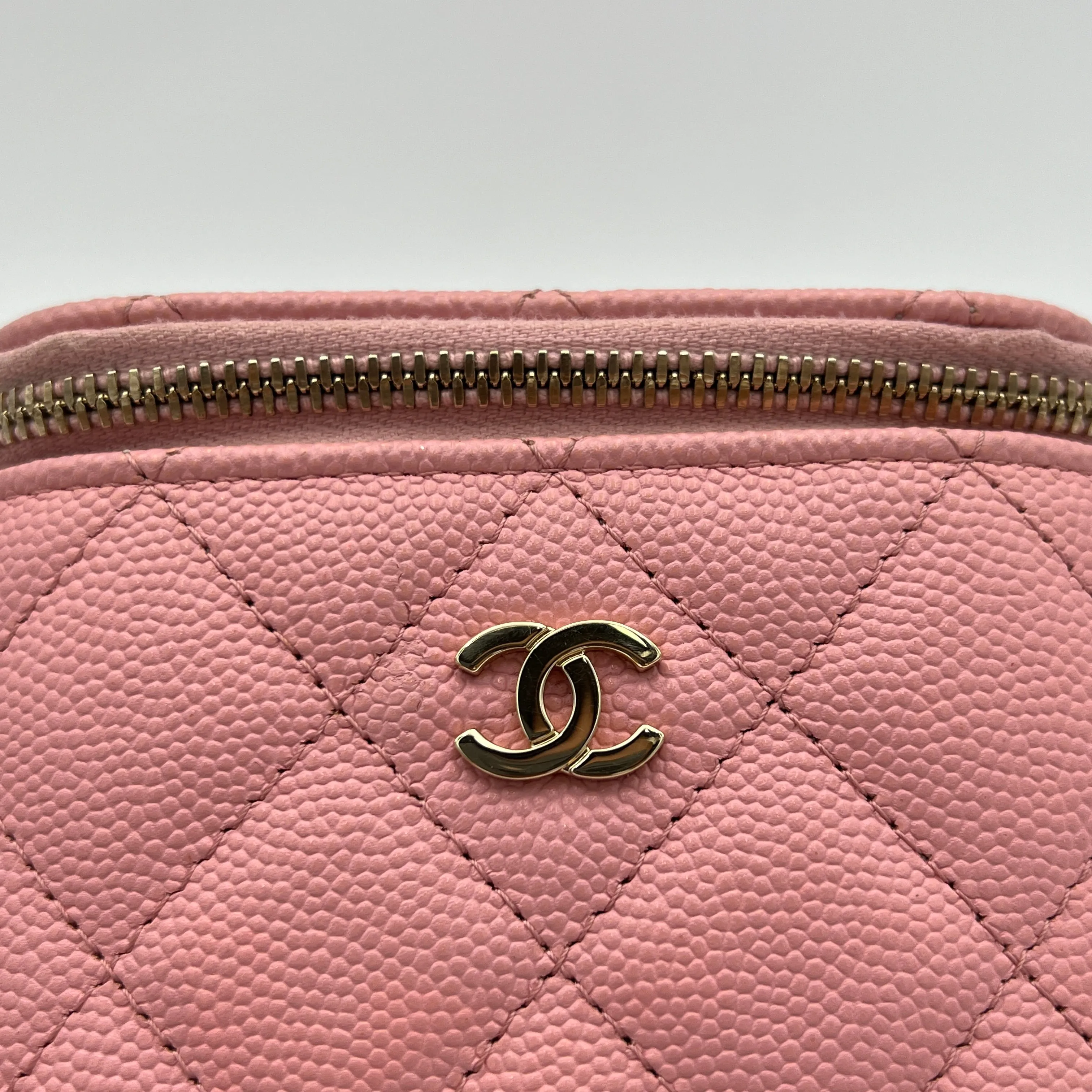 Mini Vanity Pink Crossbody Bag in Caviar Leather, Gold hardware