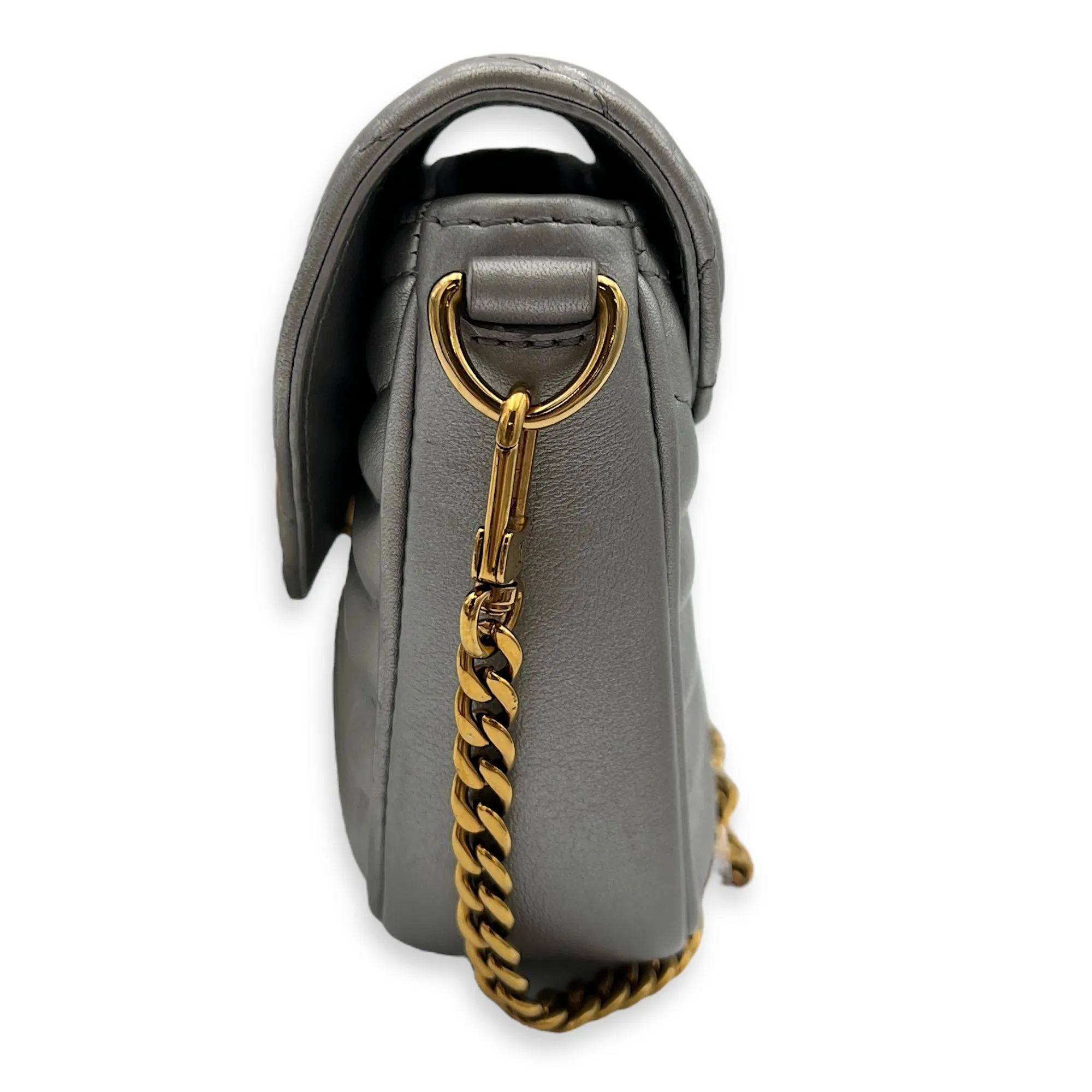 New Wave Multi Pochette Silver Crossbody Bag in Calfskin, Gold hardware