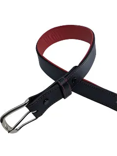 Padded Leather Belts - Black/Red