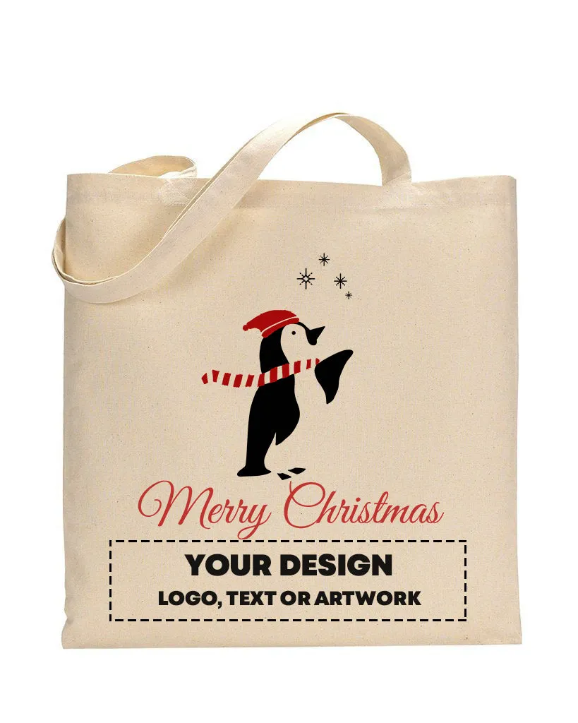 Penguin and Stars Merry Christmas Tote Bag - Christmas Bags