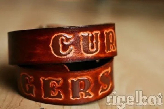 Personalized Leather Belt in Antiqued Sunburst Brown