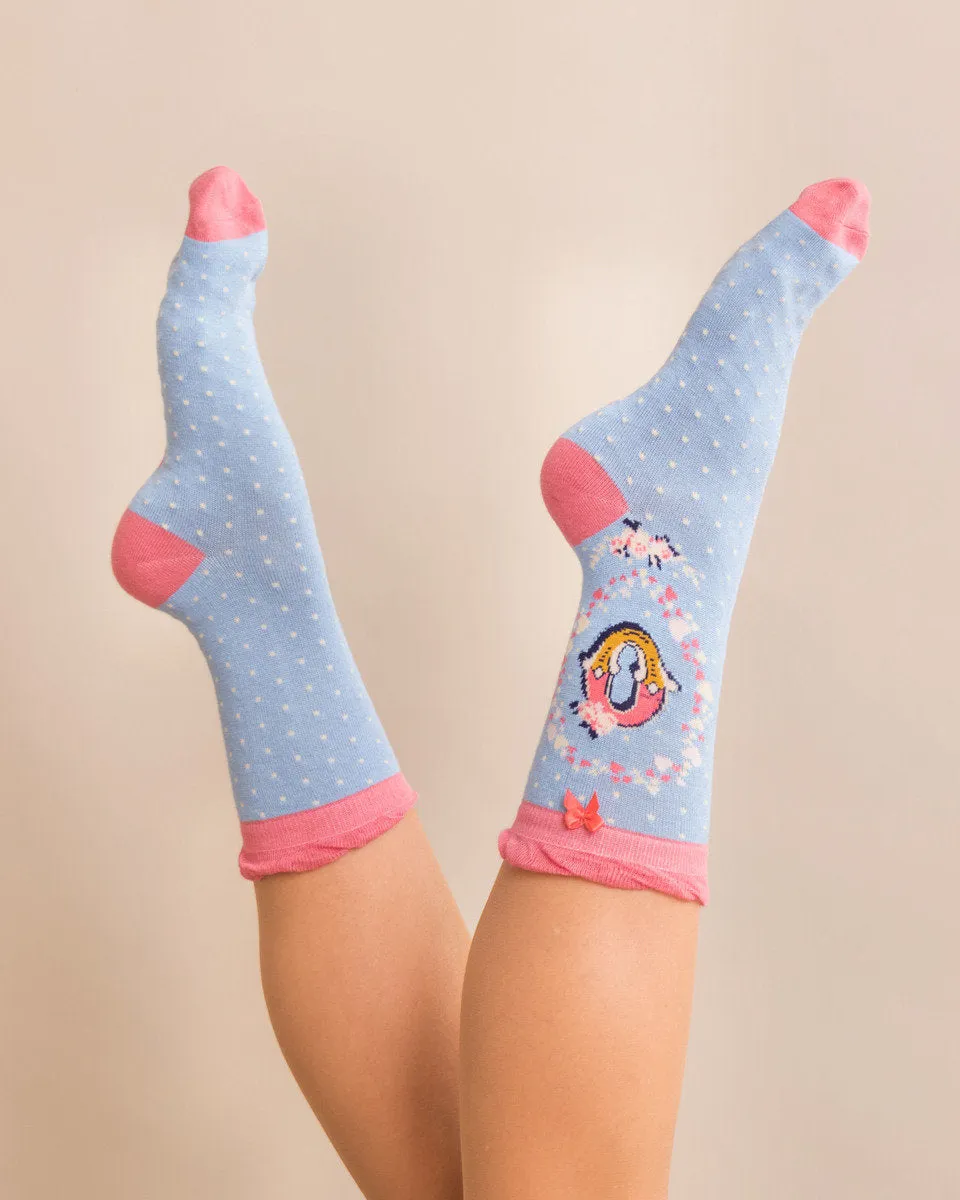 Powder Alphabet Ankle Sock - O 8016