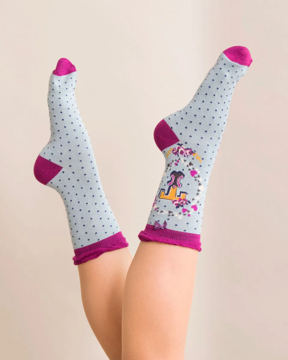 Powder Alphabet Ankle Sock - T 8021