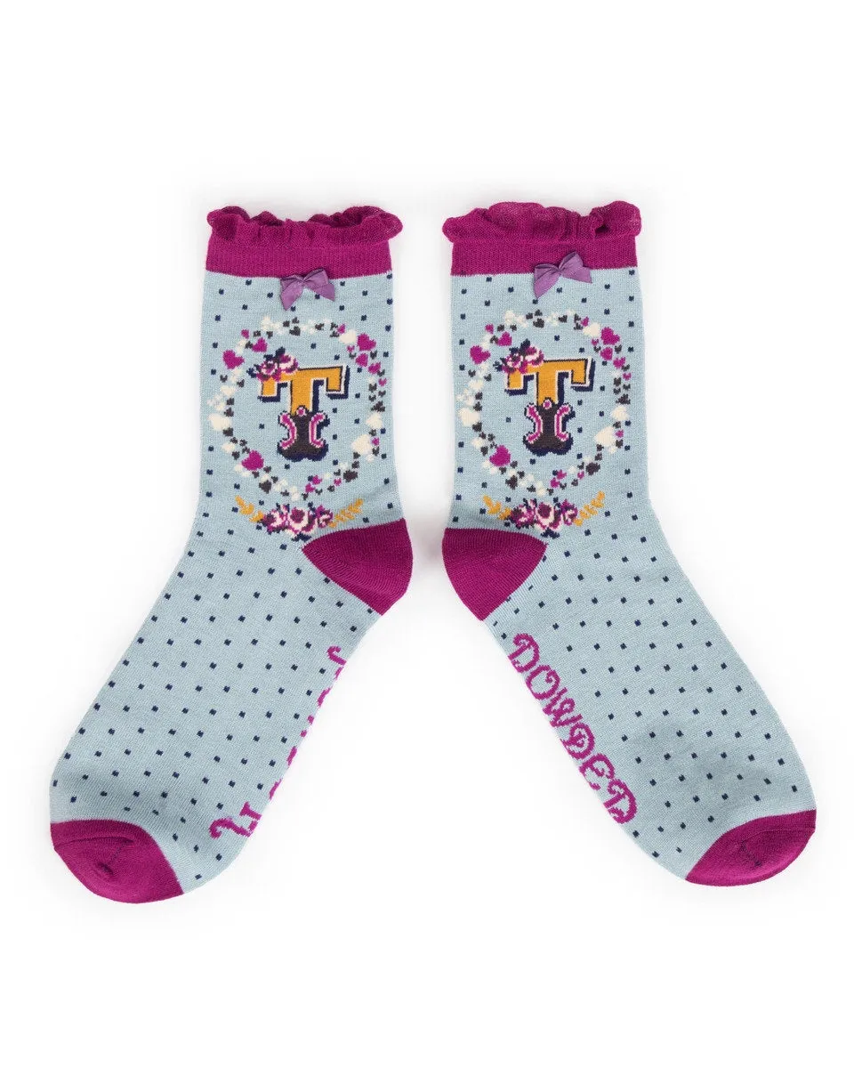 Powder Alphabet Ankle Sock - T 8021