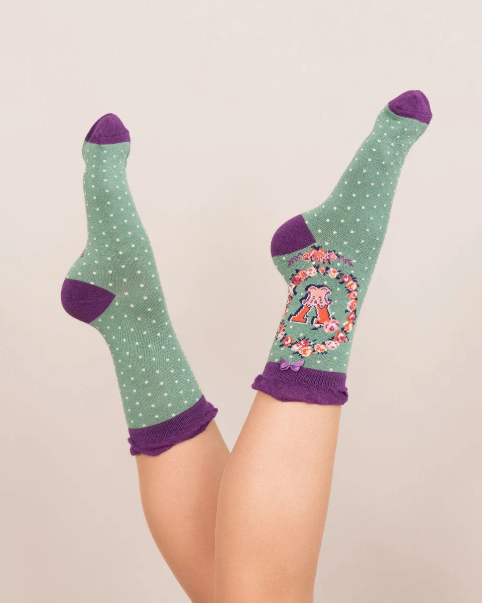 Powder Alphabet Ankle Sock - V 8023