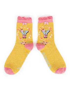 Powder Alphabet Ankle Sock - Y 8026