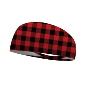 Red and Black Plaid Performance Wicking Headband