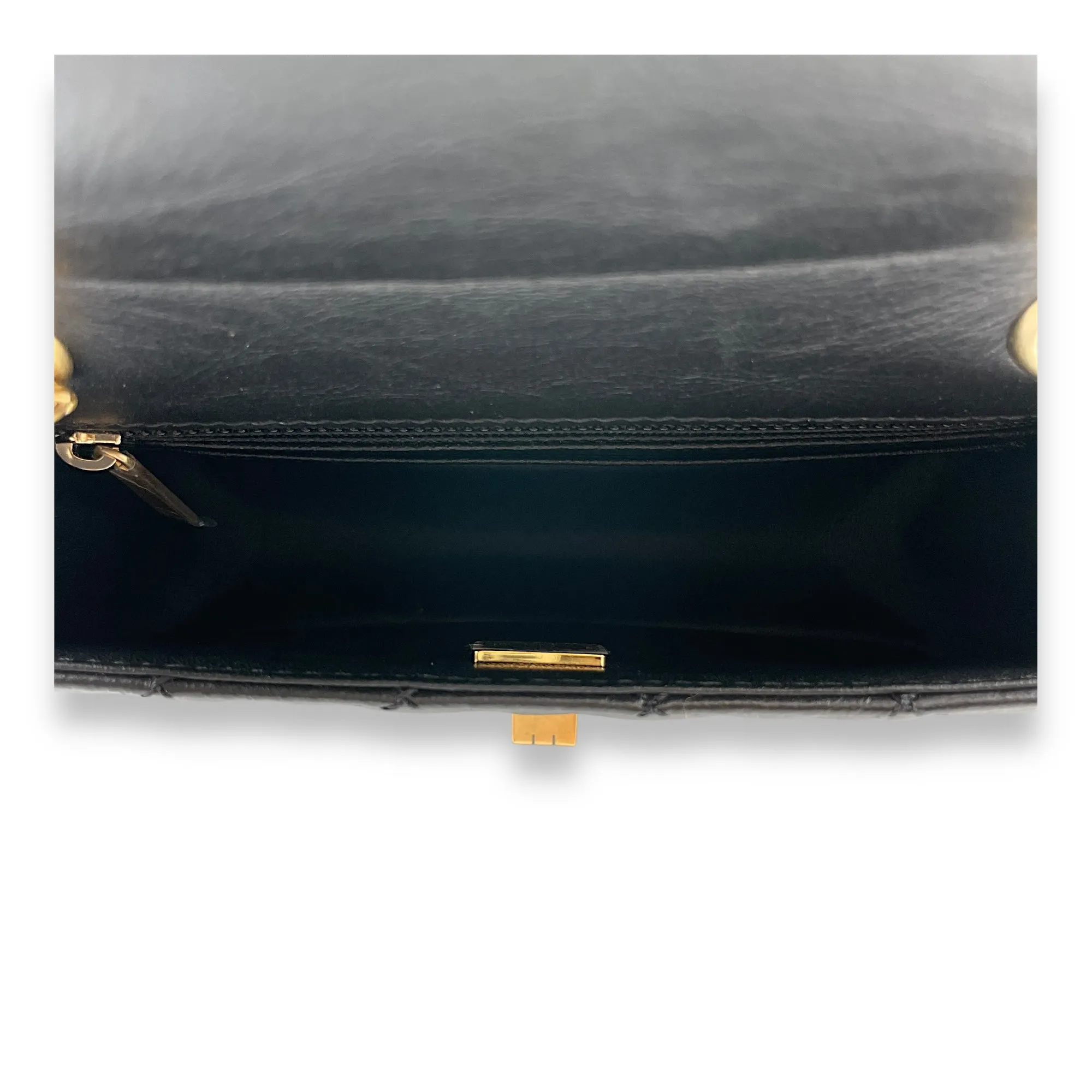 Reissue Flap Mini Black Crossbody Bag in Distressed Leather, Gold hardware