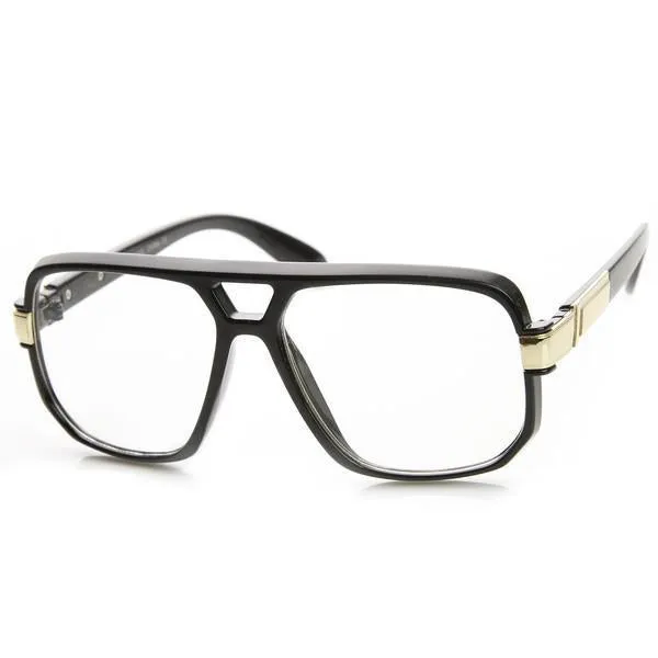 Retro 1980's Classic Square Frame Hip Hop Clear Lens Glasses