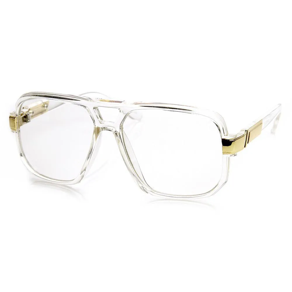 Retro 1980's Classic Square Frame Hip Hop Clear Lens Glasses