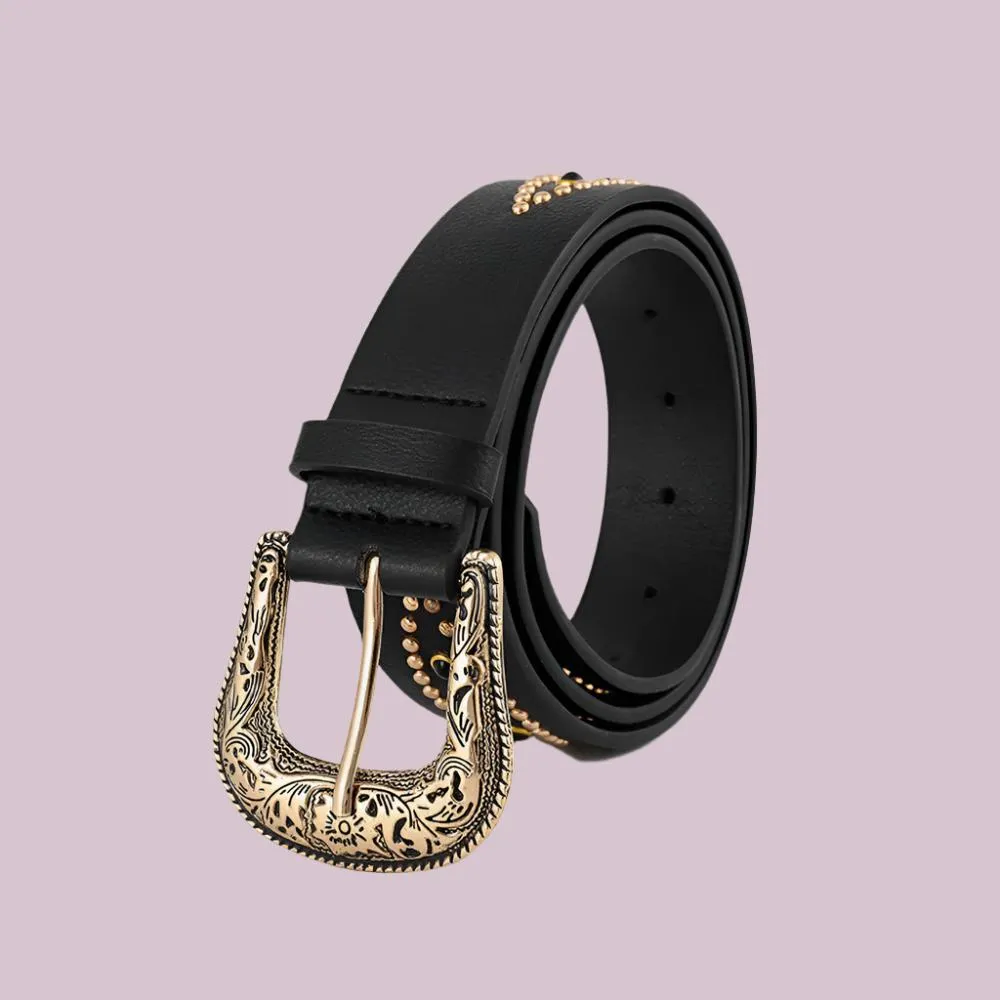 Rhinestone Faux Leather Belt for Women