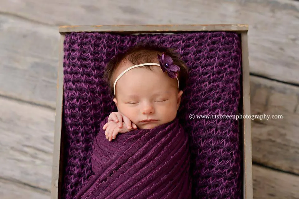 Ruffle Stretch Knit Wrap in Eggplant Purple