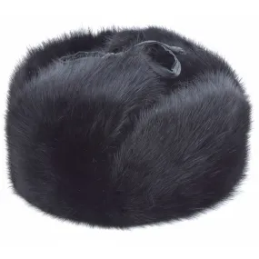 Russian Dyed Black Muskrat Fur Hat