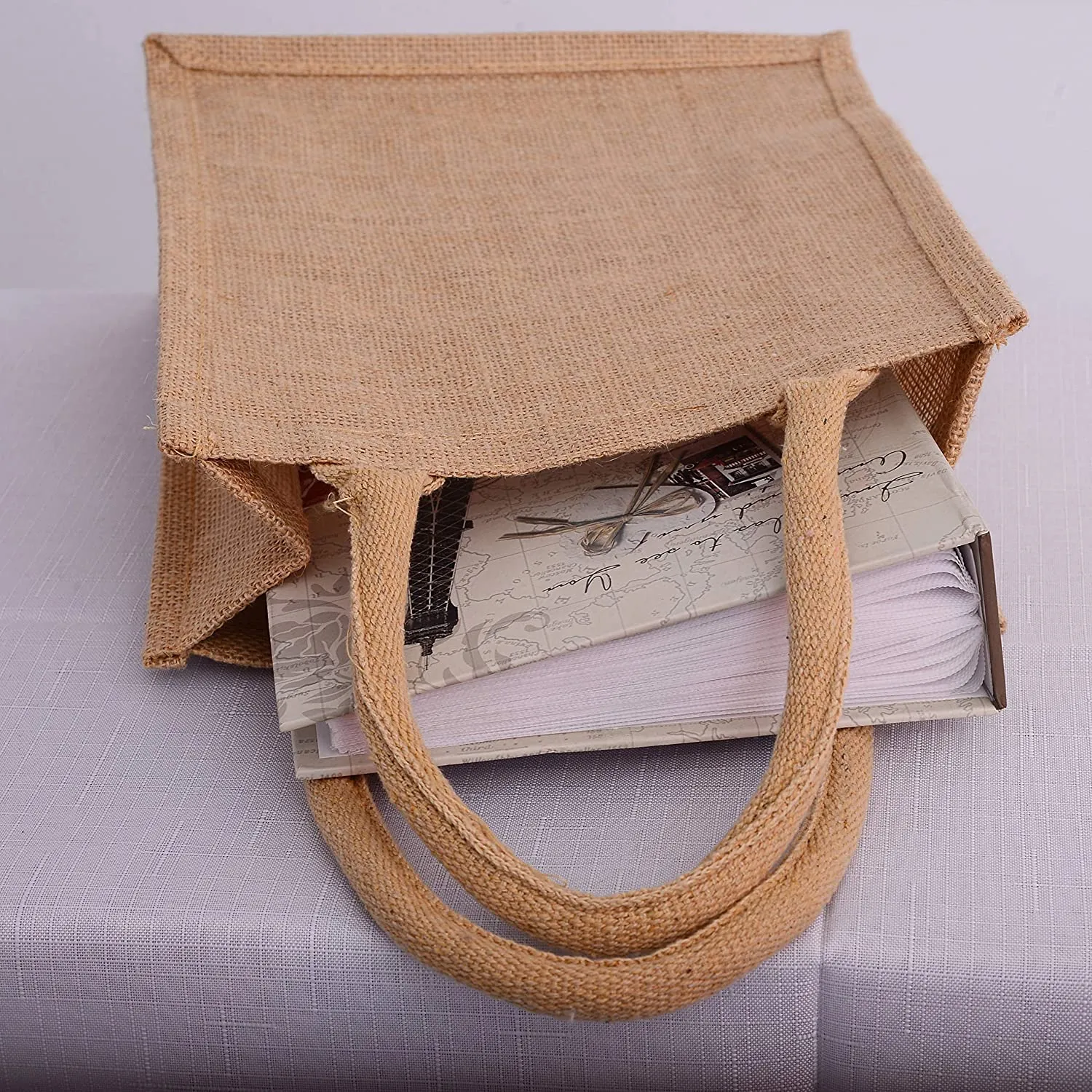 Small Burlap Bags / Jute Book Bag with Full Gusset TJ887