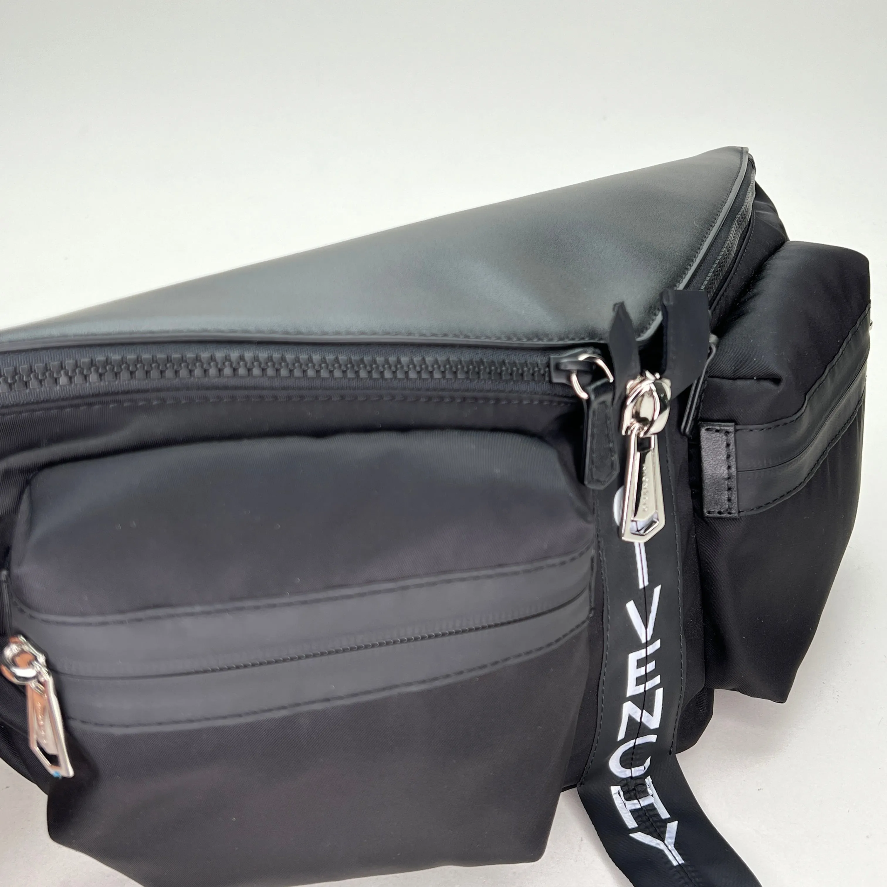 Spectre Black Crossbody Bag in Nylon, Silver hardware