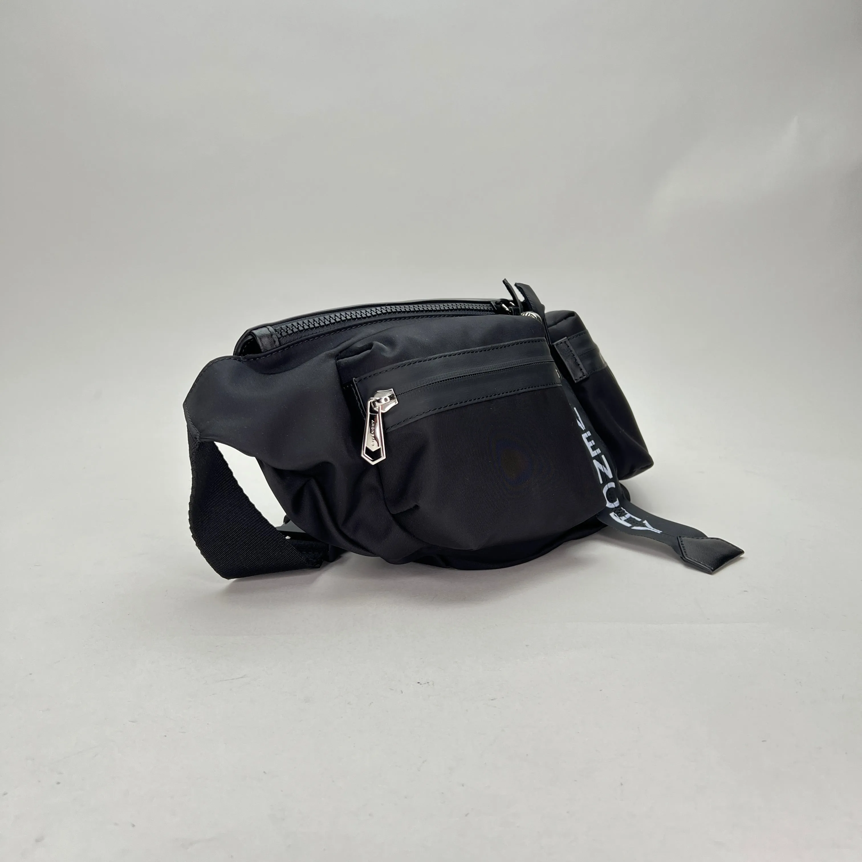 Spectre Black Crossbody Bag in Nylon, Silver hardware