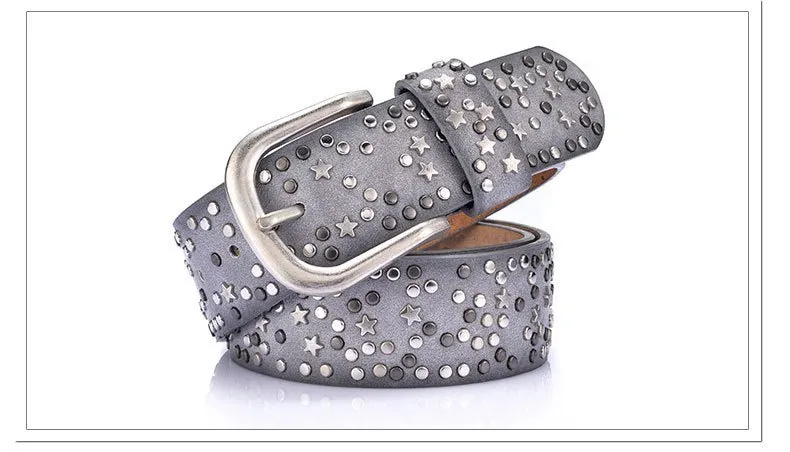 Star-Studded Leather Belts Designer Belts for Women