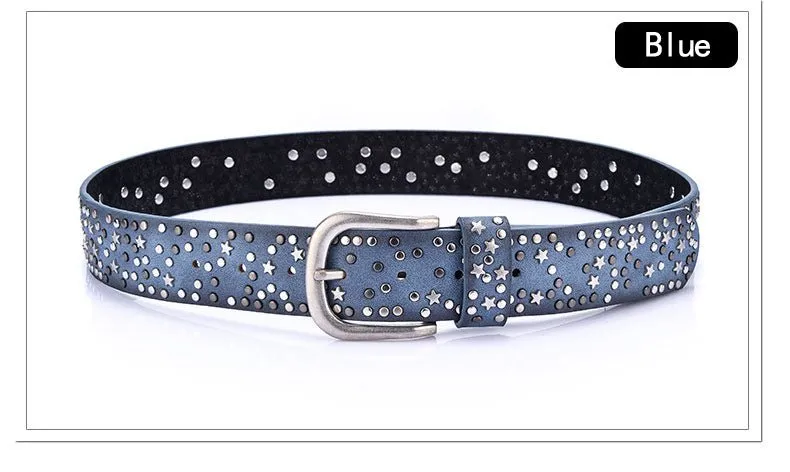 Star-Studded Leather Belts Designer Belts for Women