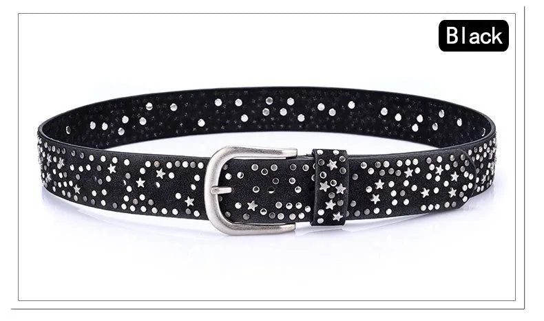 Star-Studded Leather Belts Designer Belts for Women