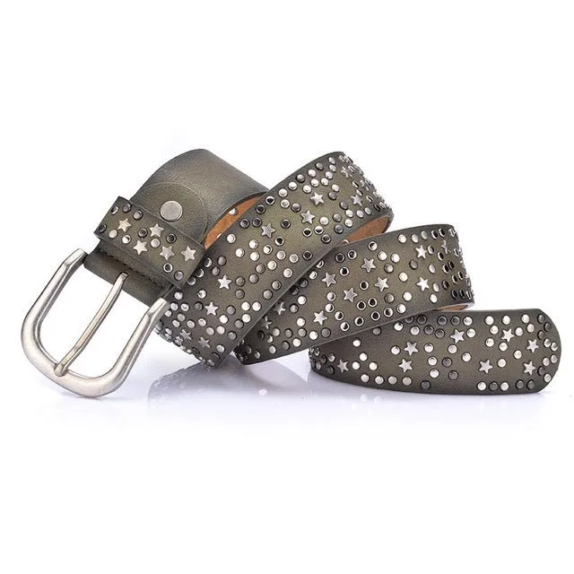 Star-Studded Leather Belts Designer Belts for Women