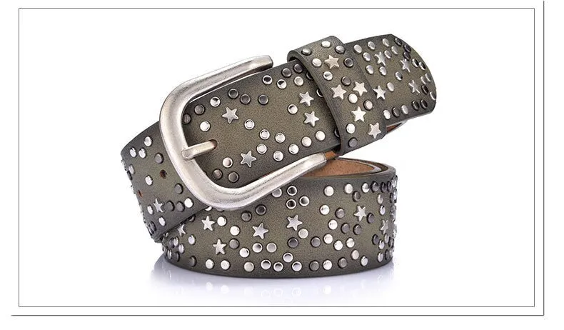 Star-Studded Leather Belts Designer Belts for Women