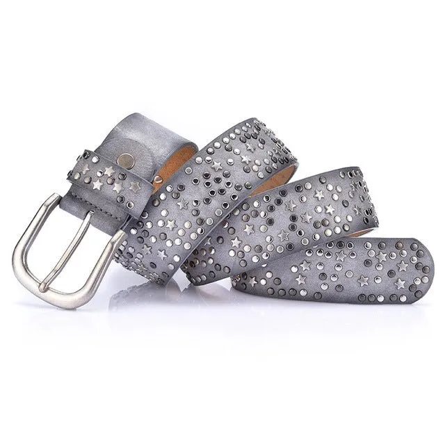 Star-Studded Leather Belts Designer Belts for Women