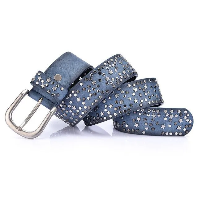 Star-Studded Leather Belts Designer Belts for Women