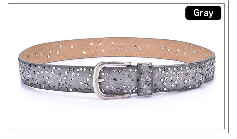 Star-Studded Leather Belts Designer Belts for Women