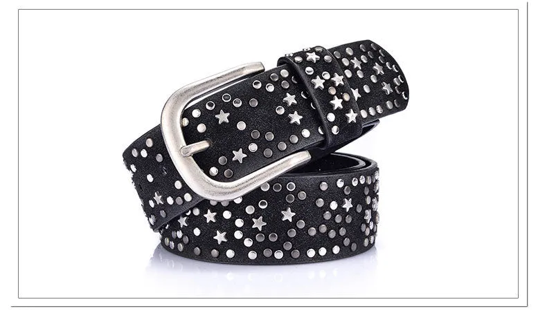 Star-Studded Leather Belts Designer Belts for Women