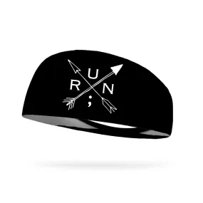 Still I Run Foundation Cross Arrows Collection Wicking Headband (white logo)