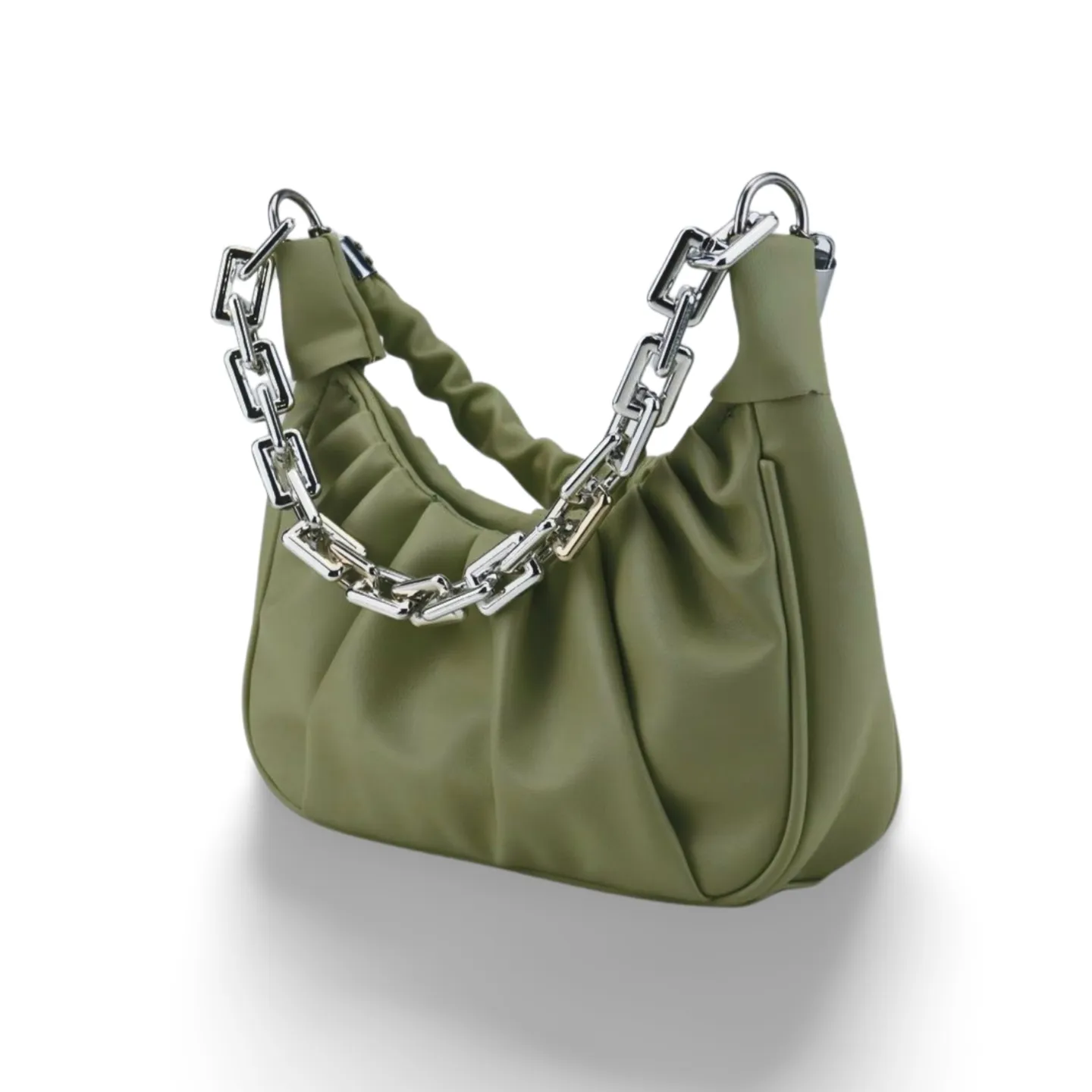 Stylish Crossbody Cloud Bag With Thick Silver Chain and Detachable Strap