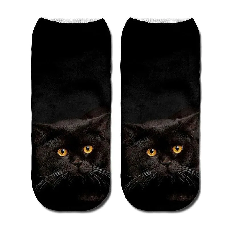 Unisex 3D Cartoon Kitten Image Design Cute Short Ankle Socks