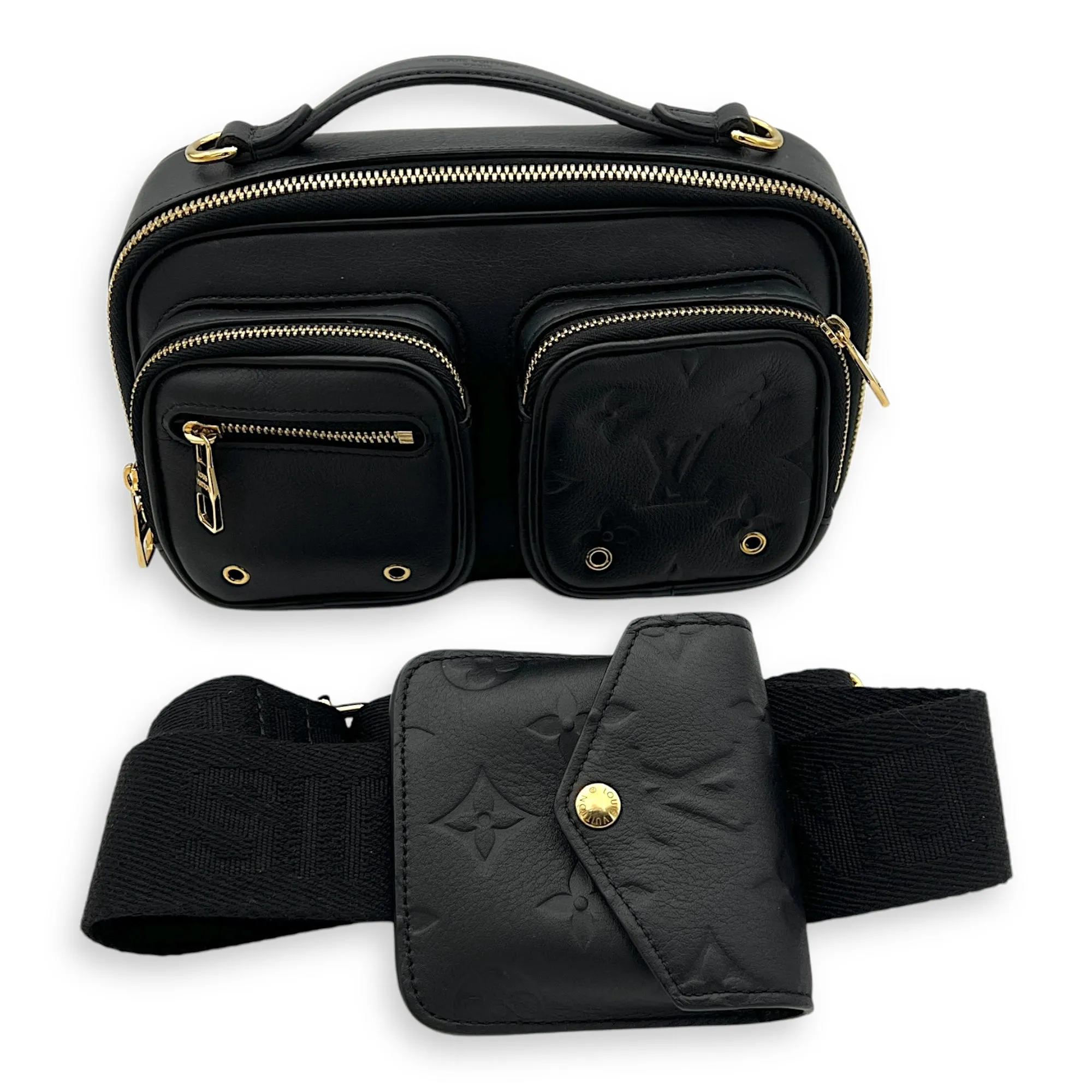 Utility Crossbody Bag Black in Monogram Empreinte Leather, Gold hardware