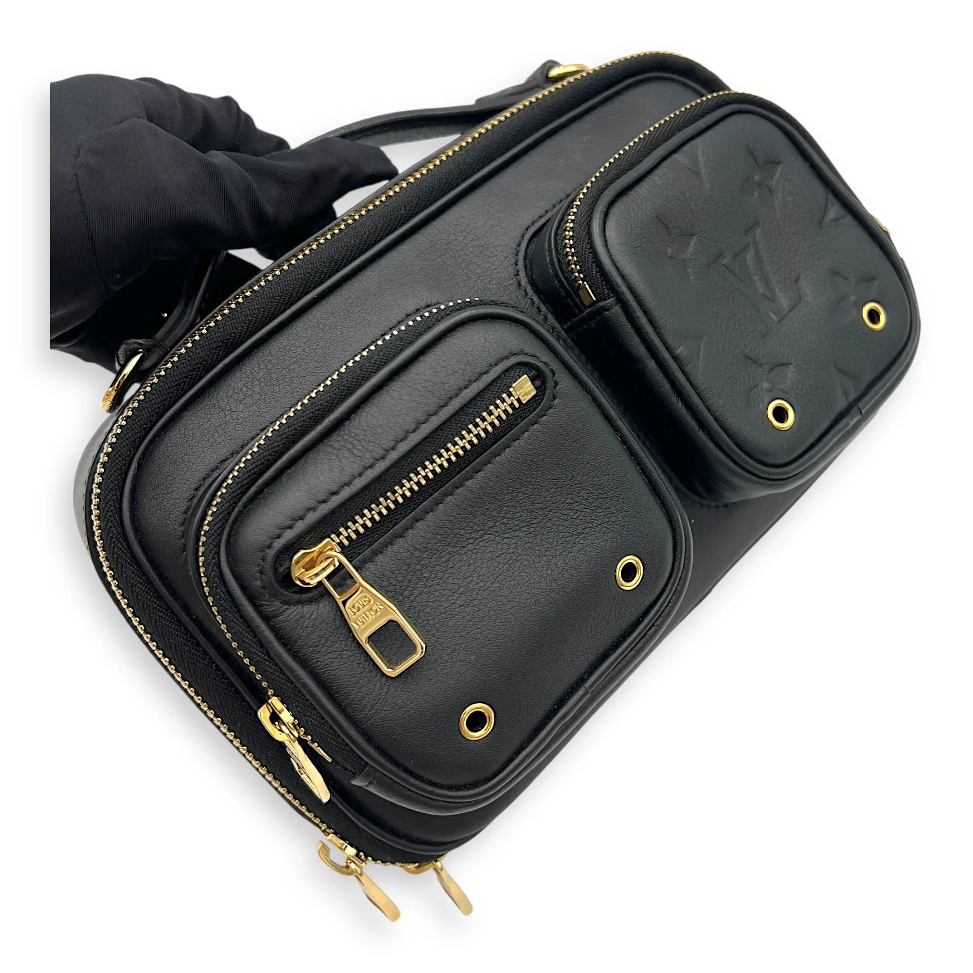 Utility Crossbody Bag Black in Monogram Empreinte Leather, Gold hardware