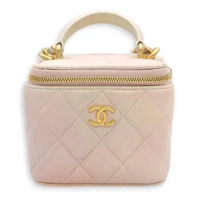 Vanity Mini Pink Crossbody Bag in Lambskin, Gold hardware