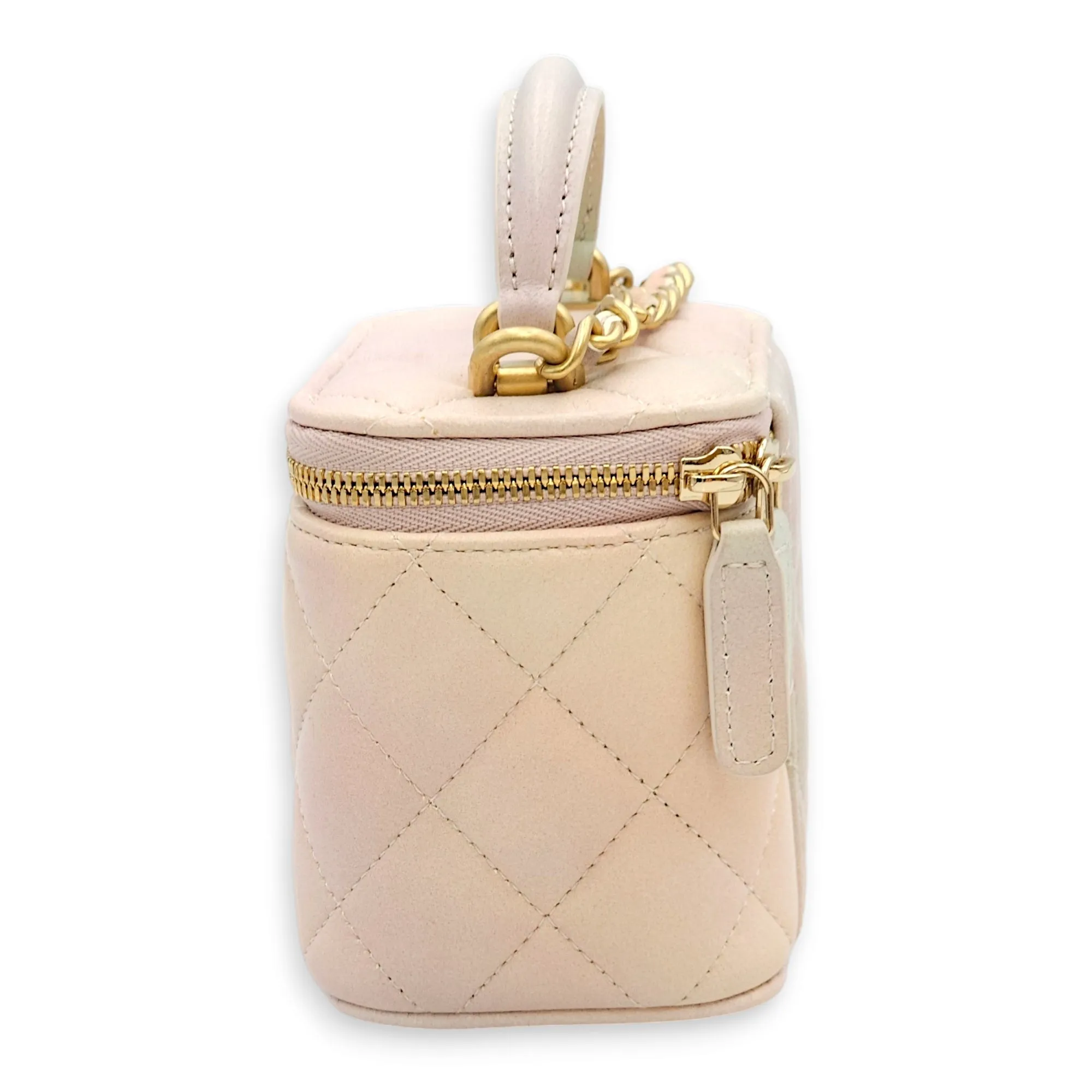 Vanity Mini Pink Crossbody Bag in Lambskin, Gold hardware