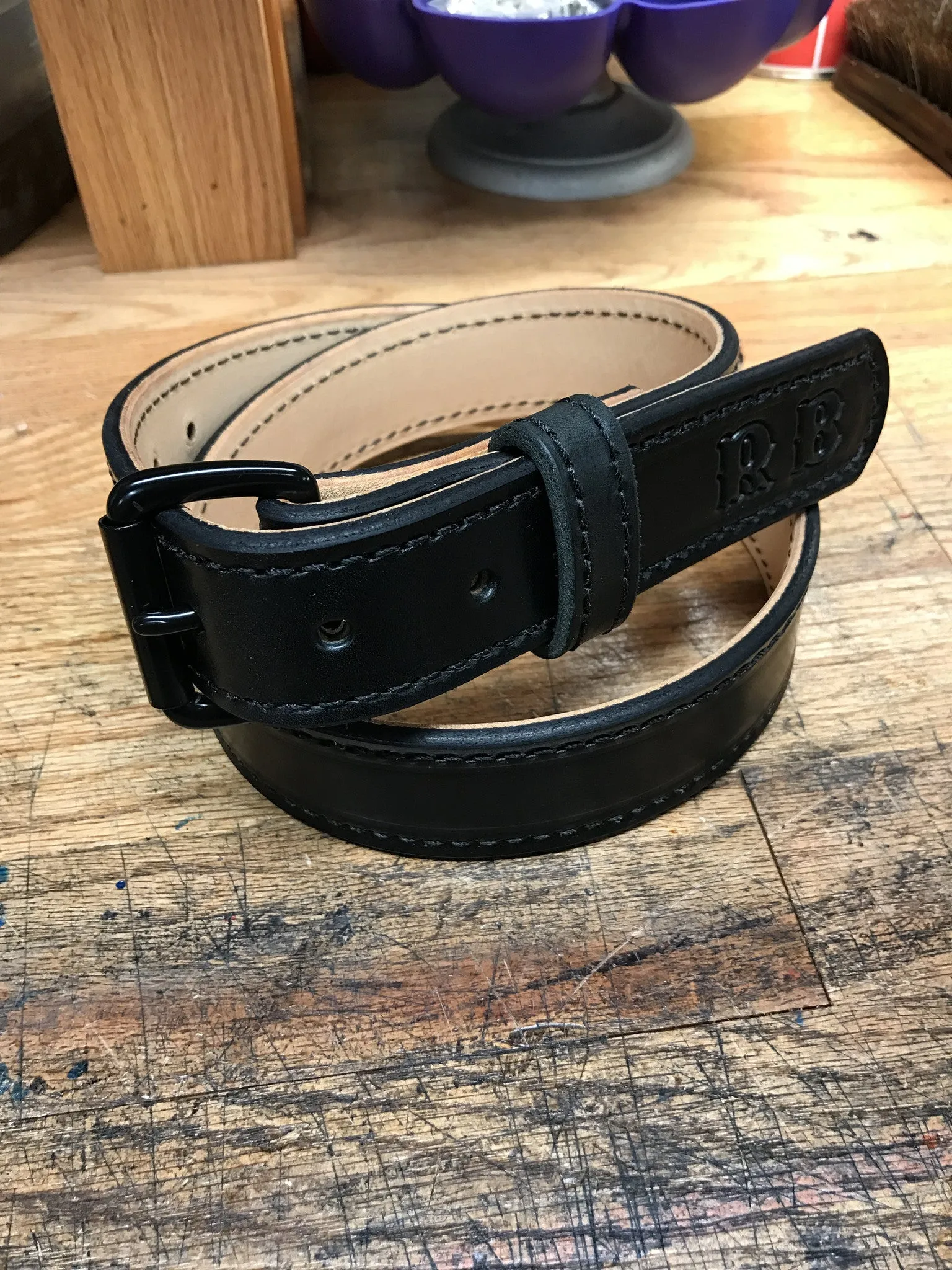 Veg-Tanned Leather Lined On/Off Duty belt