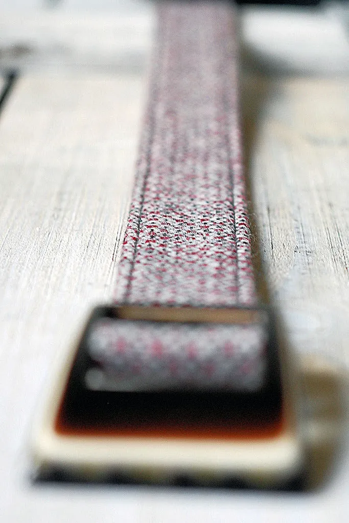 Wool and Leather Rhodoid Buckle Belt Red